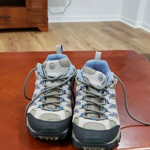 Merrell Gray and Blue Athletic Shoes with Durable Upper and Cushioned Midsole